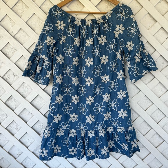 Label by Five Twelve Boho Floral Embroidered Ruffled Off Shoulder Mini Dress - Picture 1 of 9
